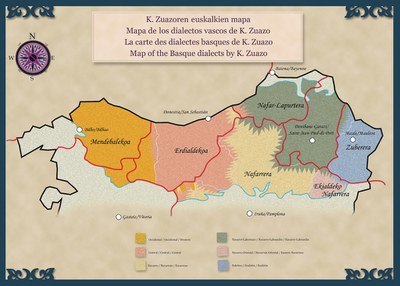 La carte des dialectes basques de Koldo Zuazo. Source : Fondation Azkue cc-by-sa