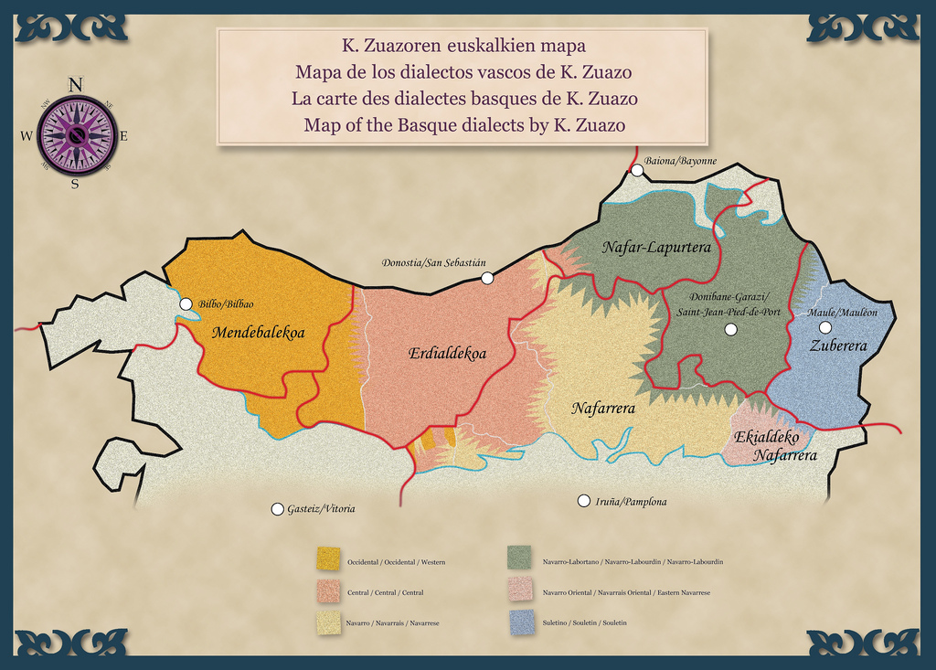 La carte des dialectes basques de Koldo Zuazo