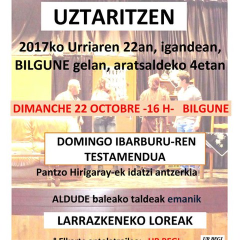La pièce "Domingo Ibarburu-ren testamendua" à Ustaritz 