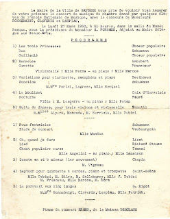 1950 : Programme de concert d'élèves