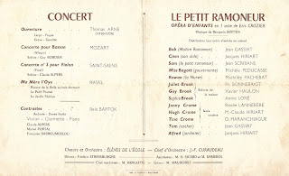 1954 : Programme de concert d'élèves