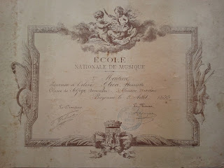 Diplôme de 1899 de l'École nationale de Musique de Bayonne signé par Jean Gabaston